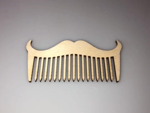 Laser Cut Wooden Beard And Moustache Comb Free Vector