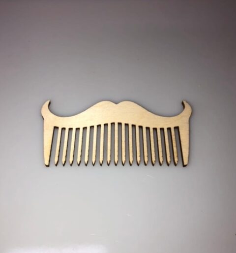 Laser Cut Wooden Beard And Moustache Comb Free Vector