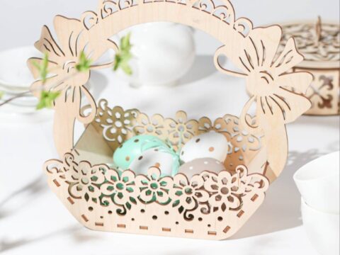 Laser Cut Decorative Candy Basket Gourmet Chocolate Easter Gift Basket Free Vector