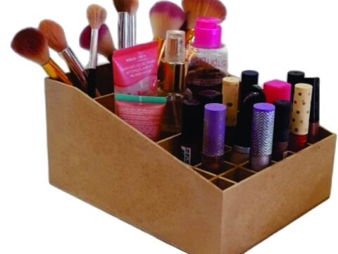 Laser Cut Makeup Organizer Desktop Cosmetics Storage Box Free Vector