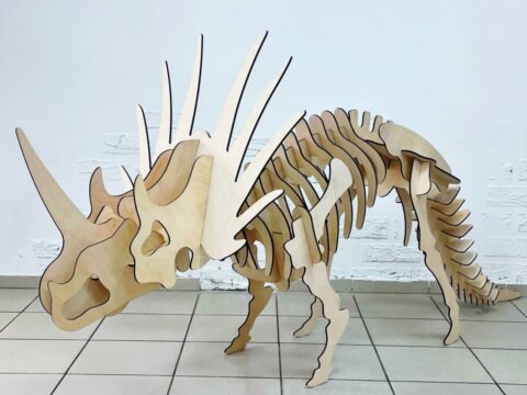 Laser Cut Triceratops 3D Puzzle 6mm Free Vector