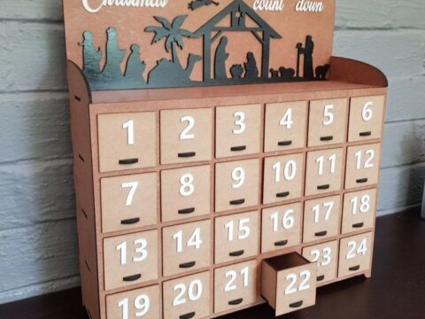 Laser Cut Christmas 24 Days Countdown Advent Calendar Free Vector