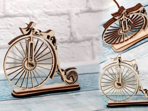Laser Cut Bicycle 3D Puzzle Free Vector