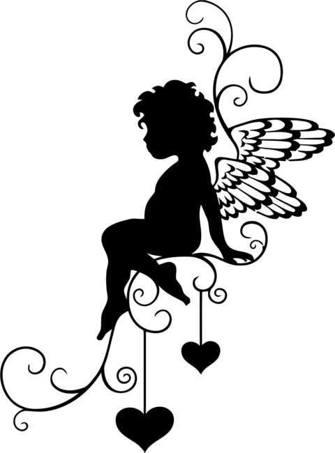 Angel Wall Sticker Vector Free Vector