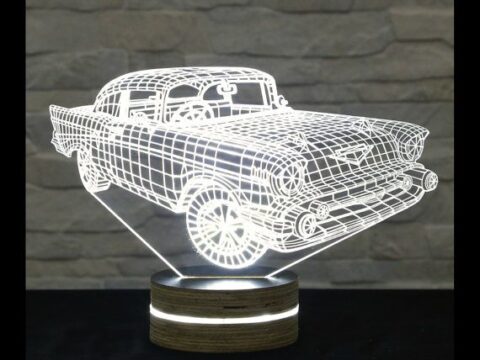 Car 3D LED Night Light Free Vector