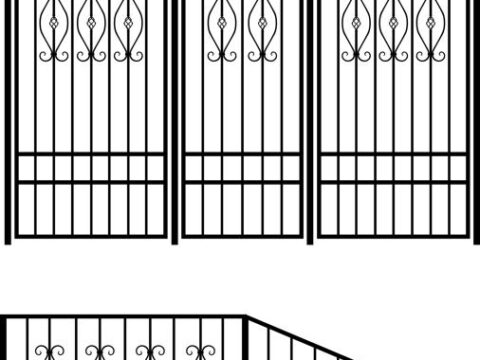 Wrought iron stair railing design vector art Free Vector