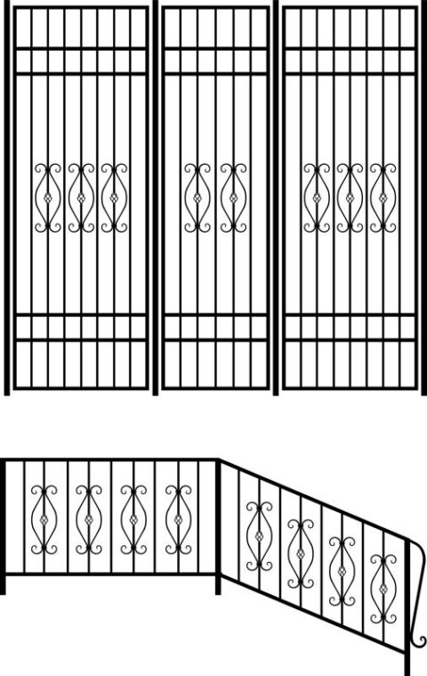 Wrought iron stair railing design vector art Free Vector