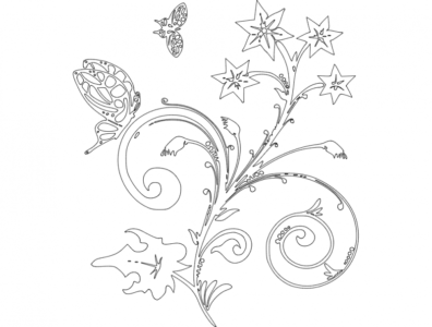 Flower with Butterfly dxf File