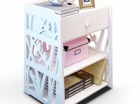 Laser Cut Shelf With Drawers Storage Cabinet Side Table Free Vector