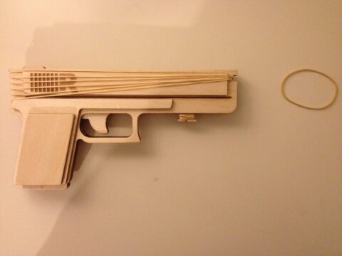 Laser Cut Semiautomatic Rubber Band Gun Free Vector