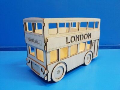 Laser Cut Double Decker London Bus Pencil Holder DXF File