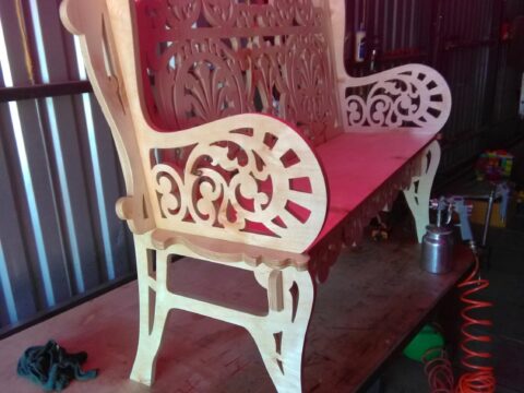 Laser Cut Small Wood Decorative Bench 21mm DXF File