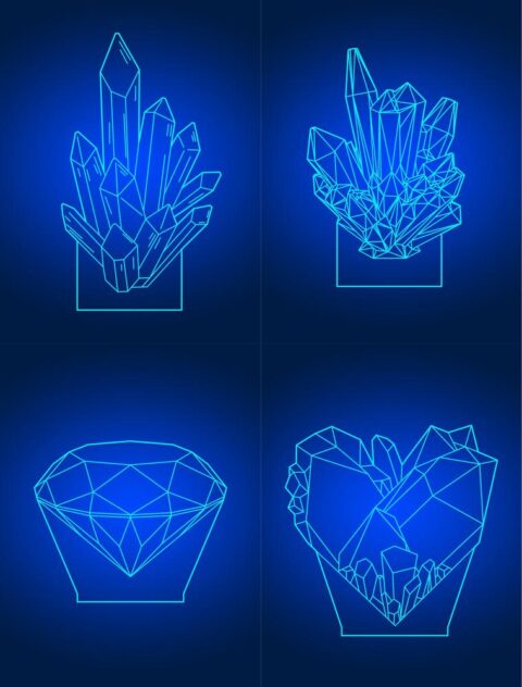 Laser Cut Diamond 3D Acrylic Lamps Template Free Vector