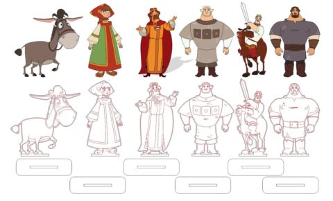 Fairy Tale Characters with Stand Laser Cut Magnets Free Vector