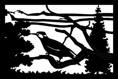 24 X 36 Bird Tree Mountains Metal Wall Art DXF File