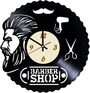 Laser Cut Barbershop Design Vinyl Wall Clock Free Vector