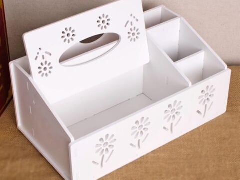 Laser Cut Tissue Box with Organizer Free Vector