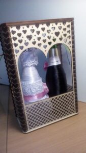 Laser Cut Decoration of Wedding Bottles Free Vector