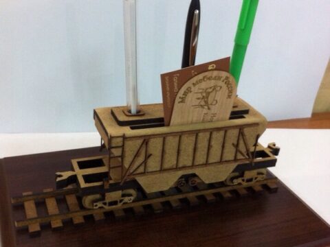 Laser Cut Desk Organizer Railway Grain Wagon Free Vector