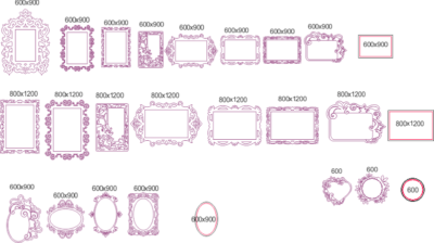 Elegant Mirror Frame Set DXF File