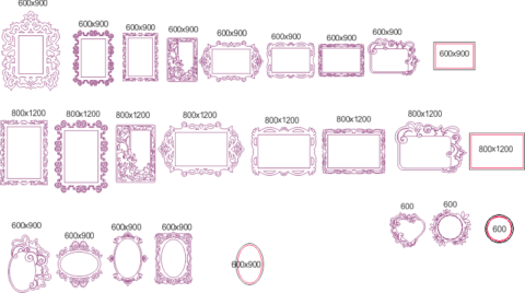 Elegant Mirror Frame Set DXF File