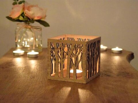 Laser Cut Wood Candle Holder Free Vector