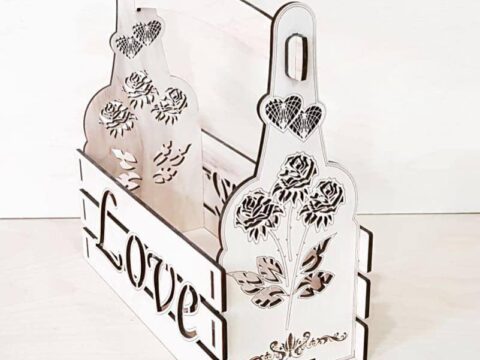 Laser Cut Valentine Day Decor Valentine Basket Floral Arrangement Free Vector