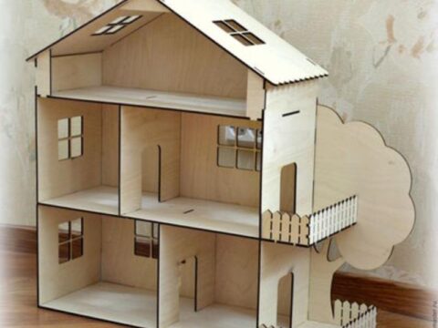 Dollhouse Kit Laser Cut Template 4Mm Free Vector