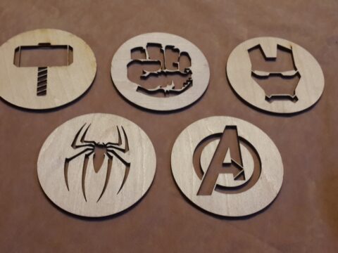 Laser Cut Avengers Coasters Free Vector