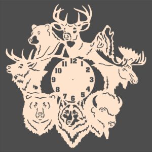 Laser Cut Forest Animals Wall Clock Free Vector