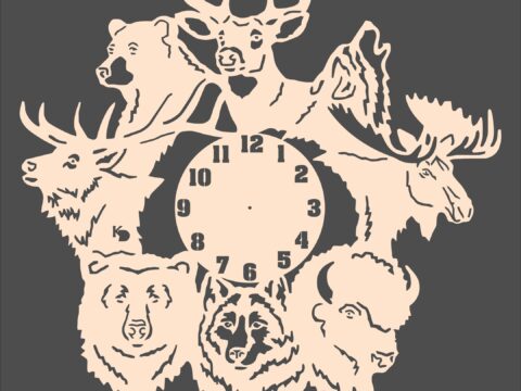 Laser Cut Forest Animals Wall Clock Free Vector