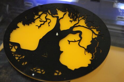 Laser Cut Acrylic Tree Design Wall Clock Free Vector