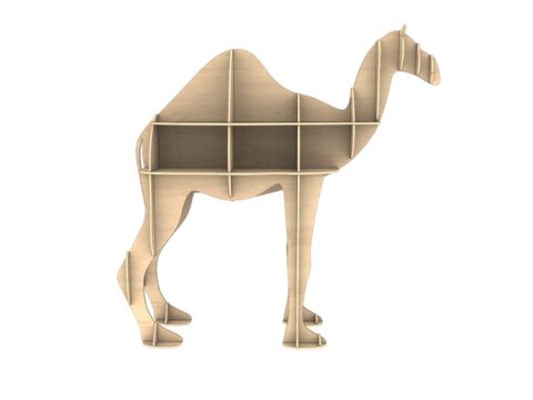 Laser Cut Wooden Camel Shelf Modern Storage Shelf Free Vector