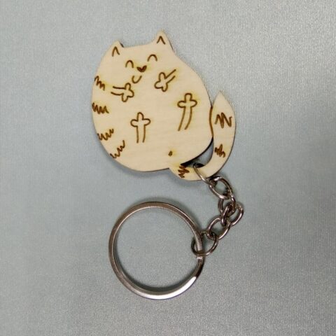 Laser Cut Wood Cat Keychain Template Free Vector