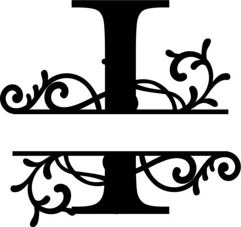 Split Monogram Letter I DXF File