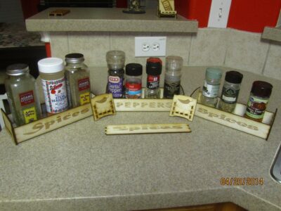 Laser Cut Spice Rack Tray With Engraving 1/8 Birch Plywood Free Vector