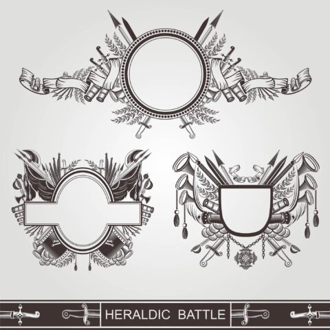 Heraldic Old Banners Of Battle Or Vintage Coasts Of Arms Free Vector