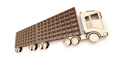 Laser Cut Shelf Truck with Trailer Free Vector