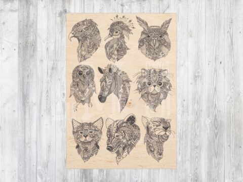 Laser Engraving Boho Animals Free Vector