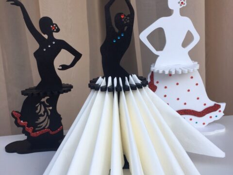 Laser Cut Female Flamenco Dancer Napkin Holder Free Vector