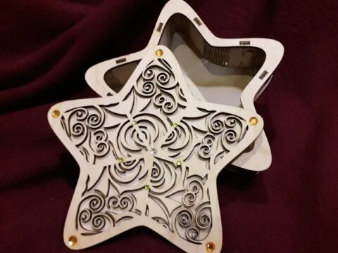 Laser Cut Star Shape Gift Box DXF File