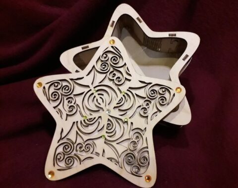 Laser Cut Star Shape Gift Box DXF File