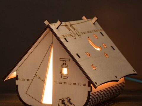 Laser Cut Decorative Tent Shaped Lamp 4mm Free Vector