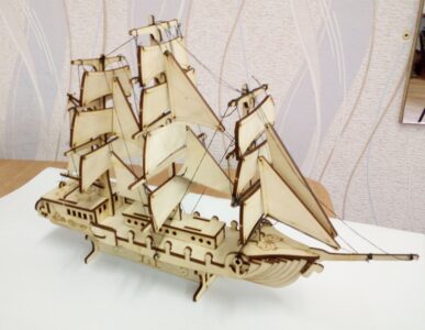 Laser Cut Merchant Ship Sailing Boat Free Vector