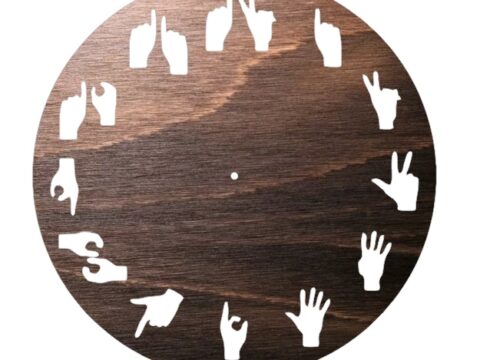 Laser Cut Hand Signs Wall Clock Free Vector